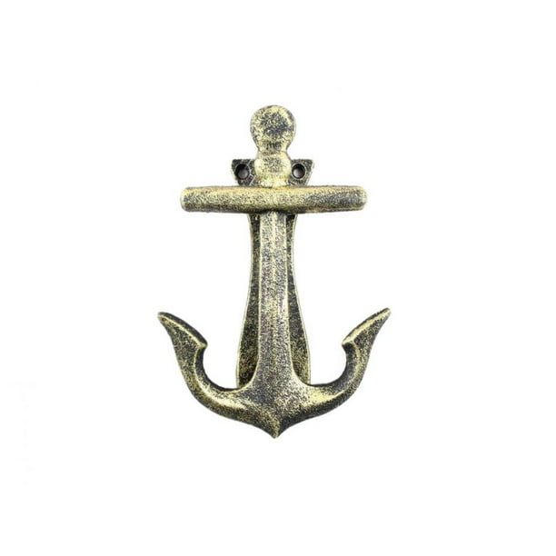 Madison Bay Company Nautical Ship's Anchor Antiqued Brass Door Knocker 6.25 Inches Tall 